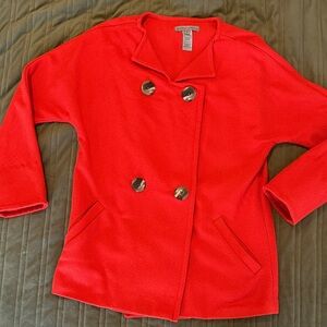 Sharon Young Vibrant Red Pea Coat